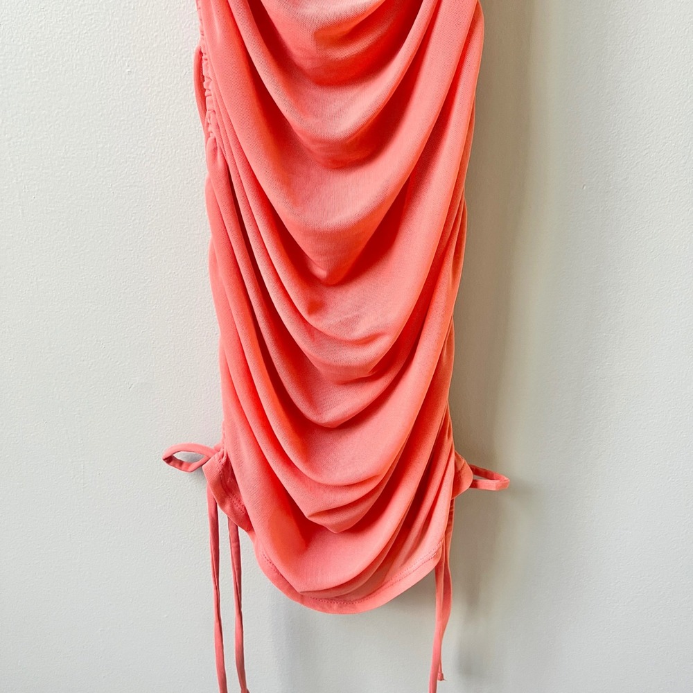 Anthropologie Dress Women's Small New NWT Coral Pink Mesh Fitted Festival Mini - Picture 9 of 12